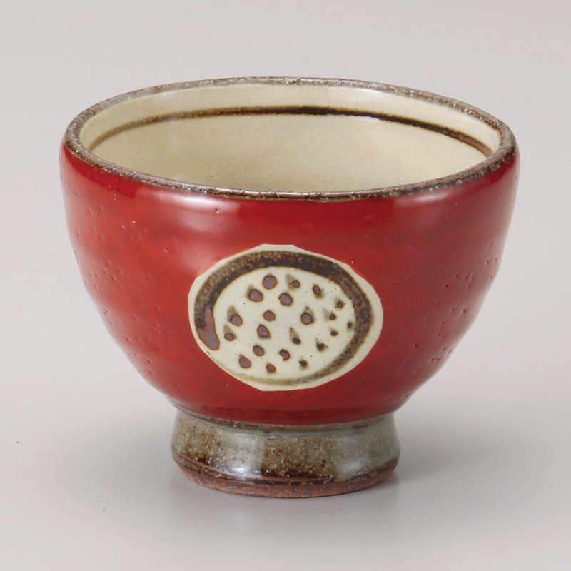 山万 40613-130 朱巻錆点紋高台碗 1個（ご注文単位1個）【直送品】