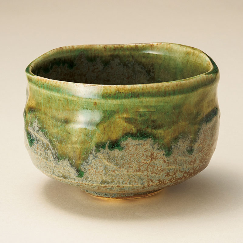 山万 40923-440 織部流し抹茶碗 1個（ご注文単位1個）【直送品】