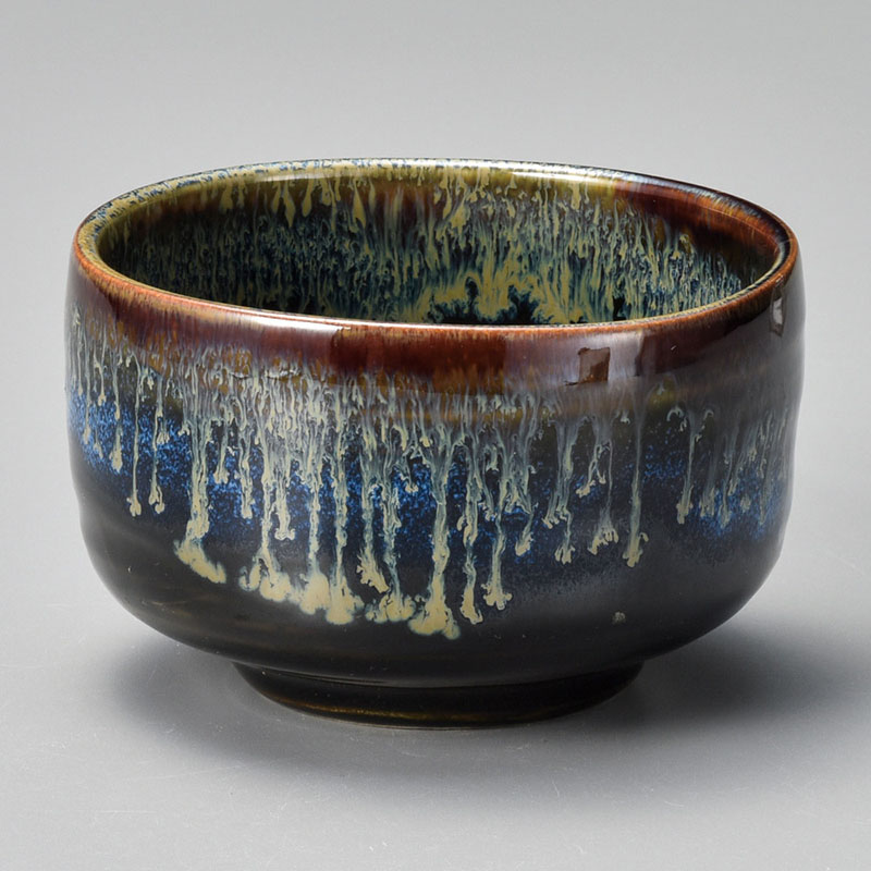 山万 40919-310 黒ブルー抹茶碗 1個（ご注文単位1個）【直送品】