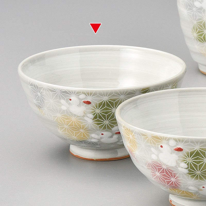 山万 41315-570 麻の葉うさぎ青飯碗 1個（ご注文単位1個）【直送品】