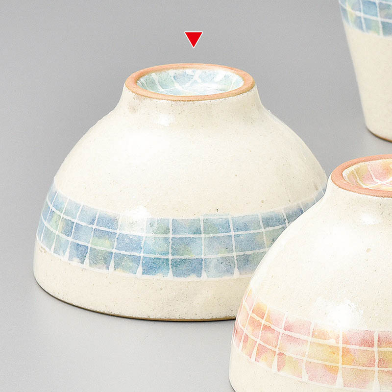 山万 41415-510 粉引モザイク飯碗 ブルー 1個(ご注文単位1個)【直送品】