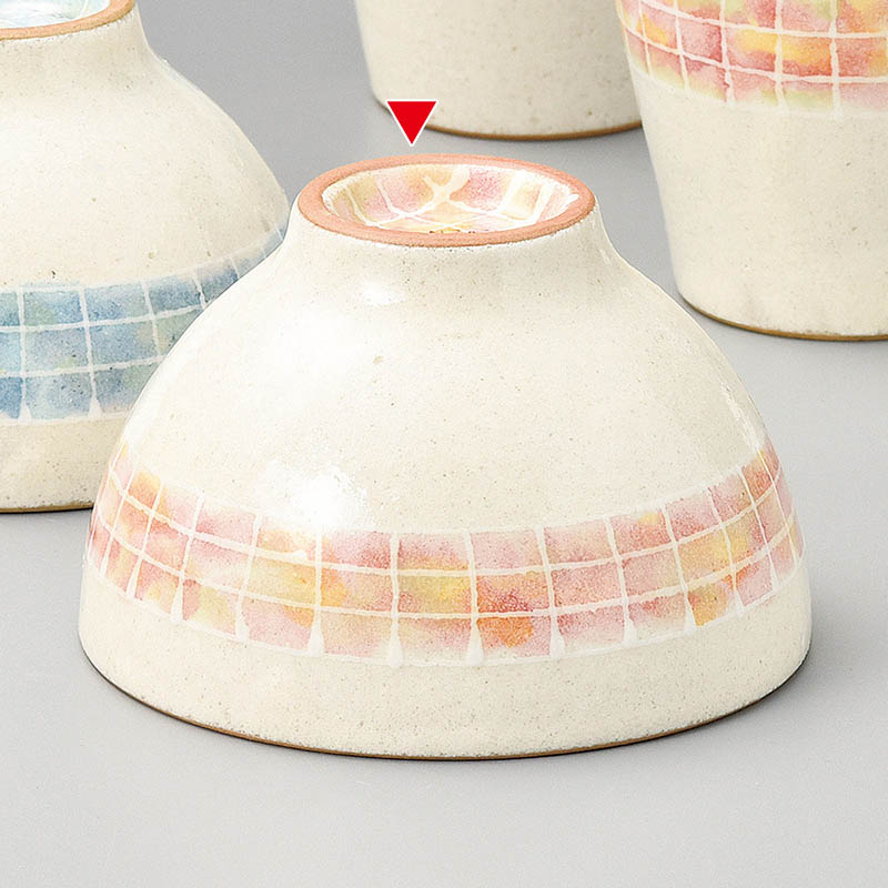 山万 41416-510 粉引モザイク飯碗 ピンク 1個(ご注文単位1個)【直送品】