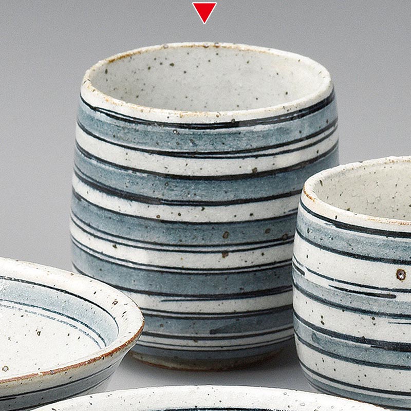 山万 41417-510 黒ごすこま筋湯呑 大 1個(ご注文単位1個)【直送品】