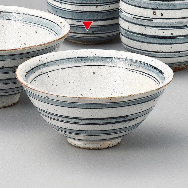 山万 41420-510 黒ごすこま筋飯碗 小 1個(ご注文単位1個)【直送品】