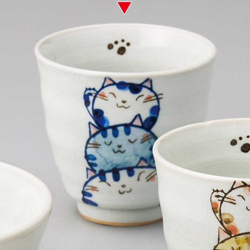 山万 41429-270 猫づくし 青湯呑 1個(ご注文単位1個)【直送品】