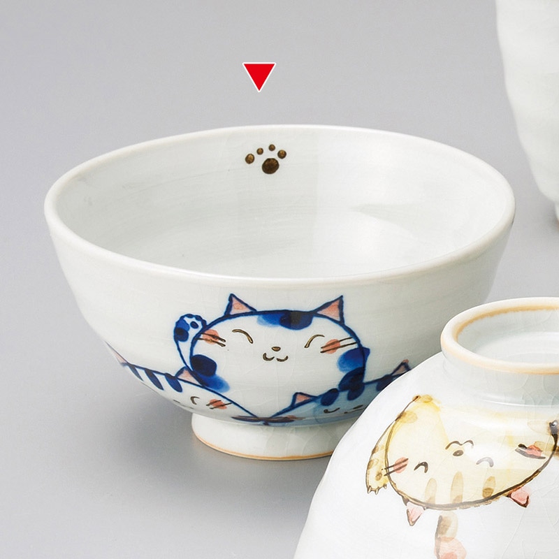 山万 41431-270 猫づくし 青飯碗 1個(ご注文単位1個)【直送品】