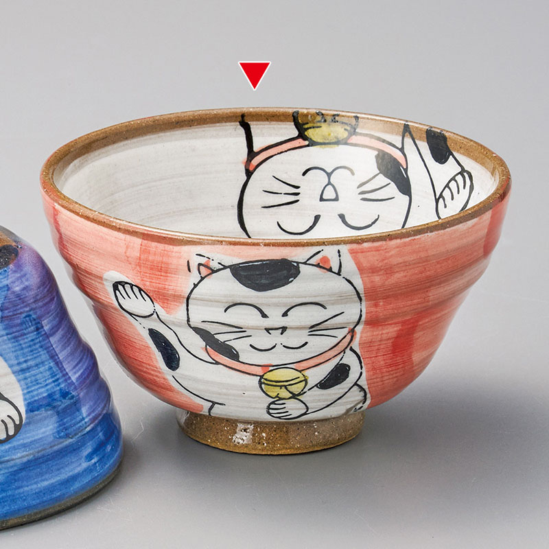 山万 42006-190 粉引ねこ赤茶碗 1個(ご注文単位1個)【直送品】