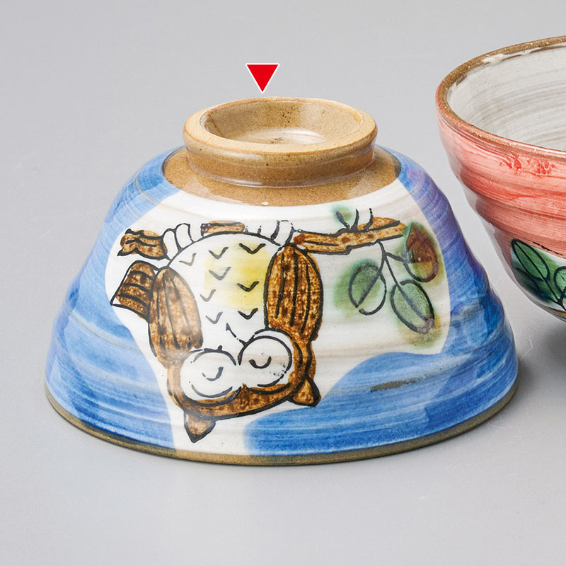 山万 42007-190 粉引ふくろう青茶碗 1個(ご注文単位1個)【直送品】