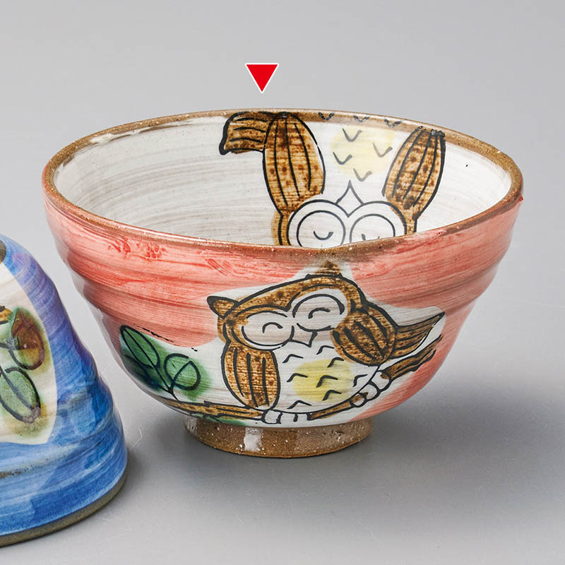 山万 42008-190 粉引ふくろう赤茶碗 1個(ご注文単位1個)【直送品】