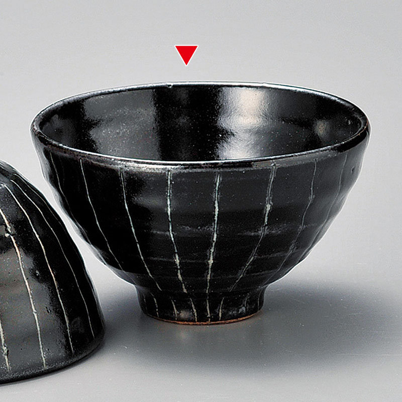 山万 41805-570 黒十草飯碗 小 1個(ご注文単位1個)【直送品】