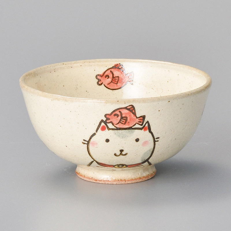 山万 42530-510 粉引ねこ子供茶碗 1個（ご注文単位1個）【直送品】