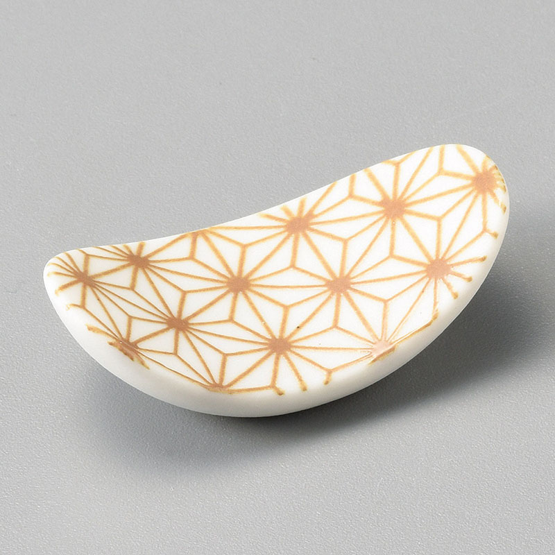 山万 43048-450 麻の葉 金茶楕円反箸置 1個（ご注文単位1個）【直送品】