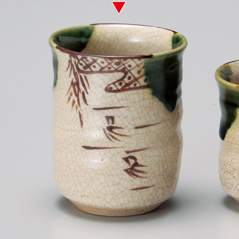 山万 43603-510 織部つばめ湯呑大(手造り) 1個（ご注文単位1個）【直送品】
