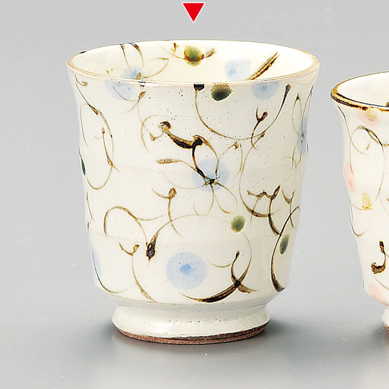 山万 43703-270 粉引花唐草湯呑大(青) 1個（ご注文単位1個）【直送品】
