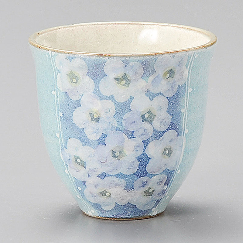 山万 43813-510 粉引花畑湯呑 青 1個（ご注文単位1個）【直送品】