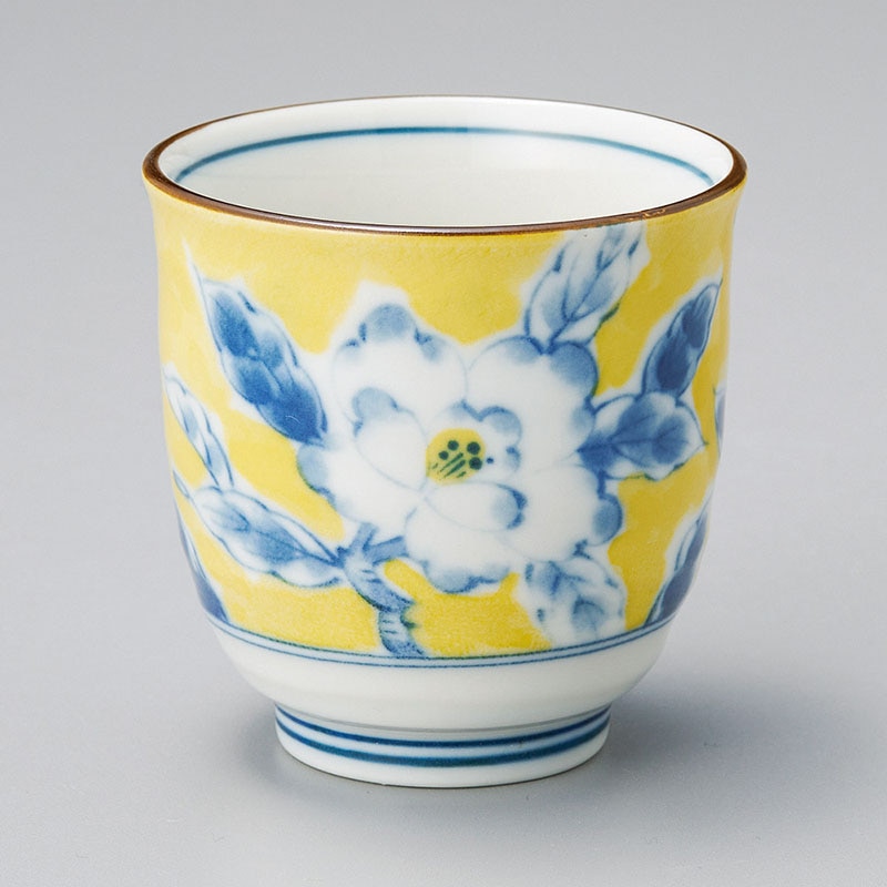 山万 44121-310 黄彩花紋反湯呑 1個(ご注文単位1個)【直送品】