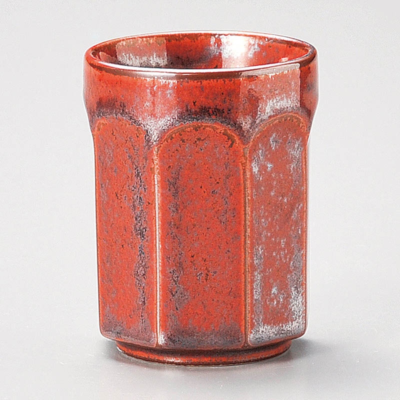 山万 44023-130 朱赤結晶八角湯呑 1個(ご注文単位1個)【直送品】