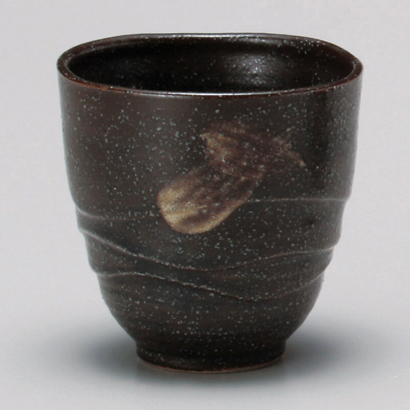 山万 44118-020 さざ波湯呑黒 1個(ご注文単位1個)【直送品】