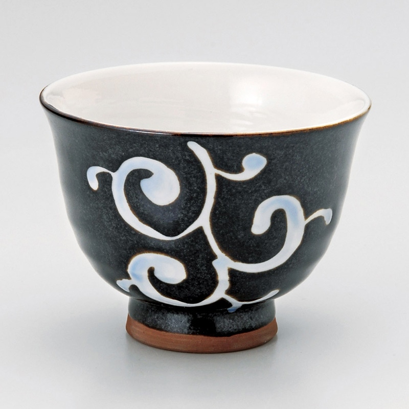 山万 44622-580 黒釉唐草高浜煎茶 1個(ご注文単位1個)【直送品】