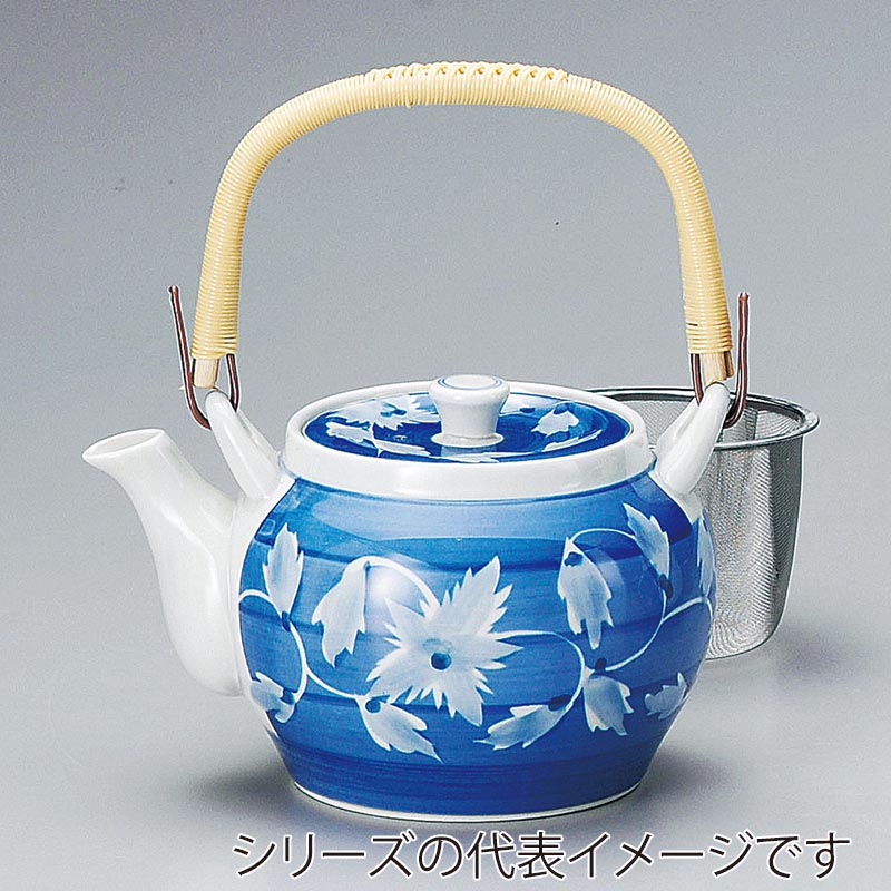 山万 45022-730 呉須巻蔦U付6号土瓶(有田焼) 1個(ご注文単位1個)【直送品】