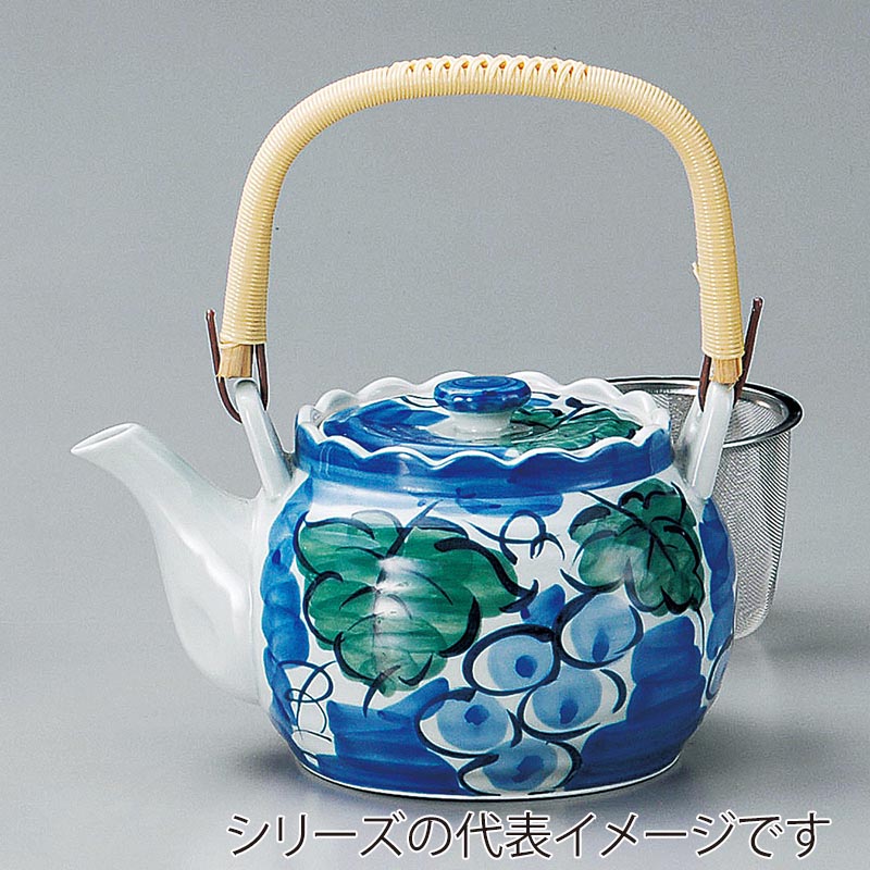 山万 45032-730 濃ぶどう絵U付6号土瓶(有田焼 1個(ご注文単位1個)【直送品】