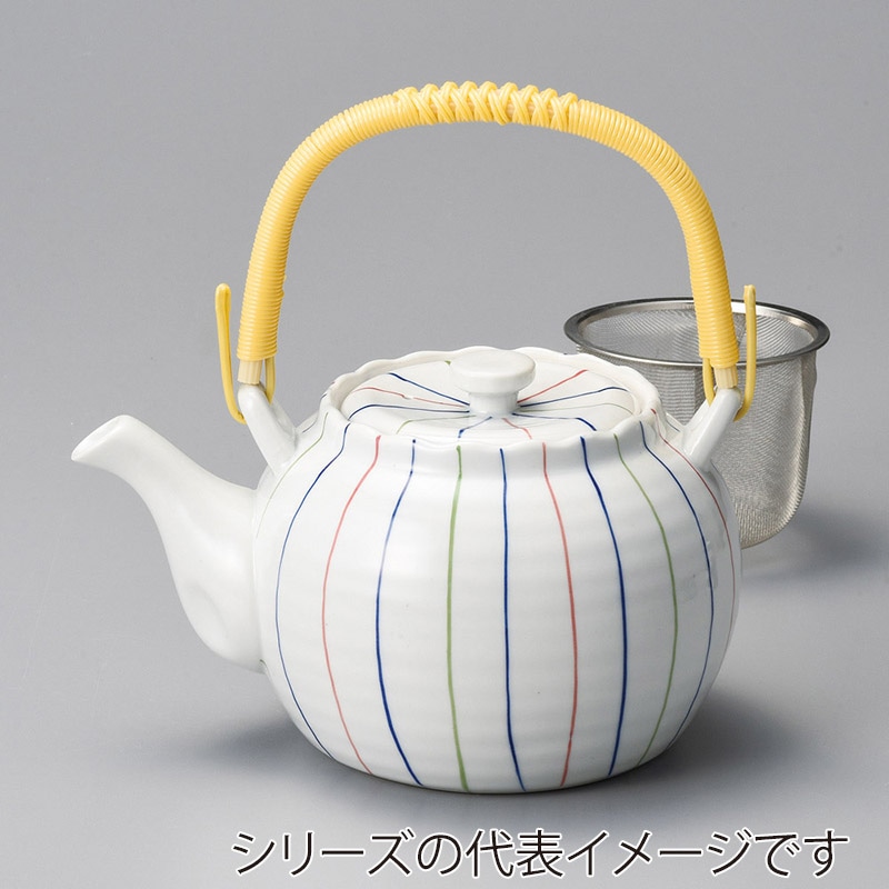 山万 45201-180 三色ライン8号土瓶(アミ付) 1個(ご注文単位1個)【直送品】