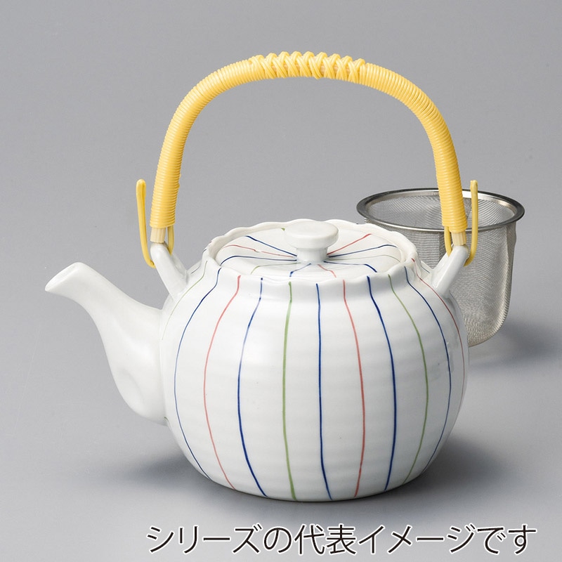 山万 45202-180 三色ライン6号土瓶(アミ付) 1個(ご注文単位1個)【直送品】