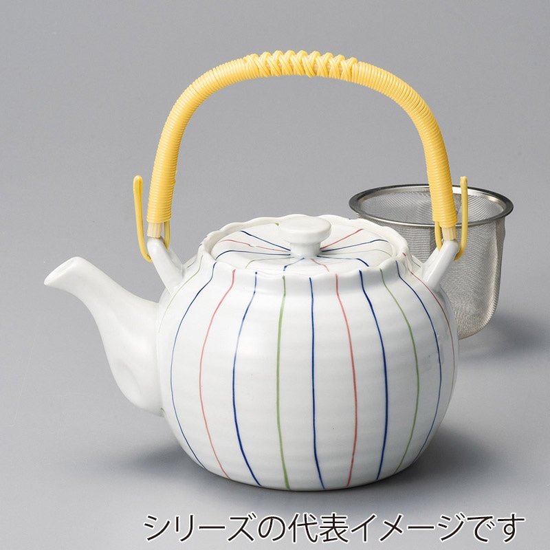 山万 45203-180 三色ライン4号土瓶(アミ付) 1個(ご注文単位1個)【直送品】