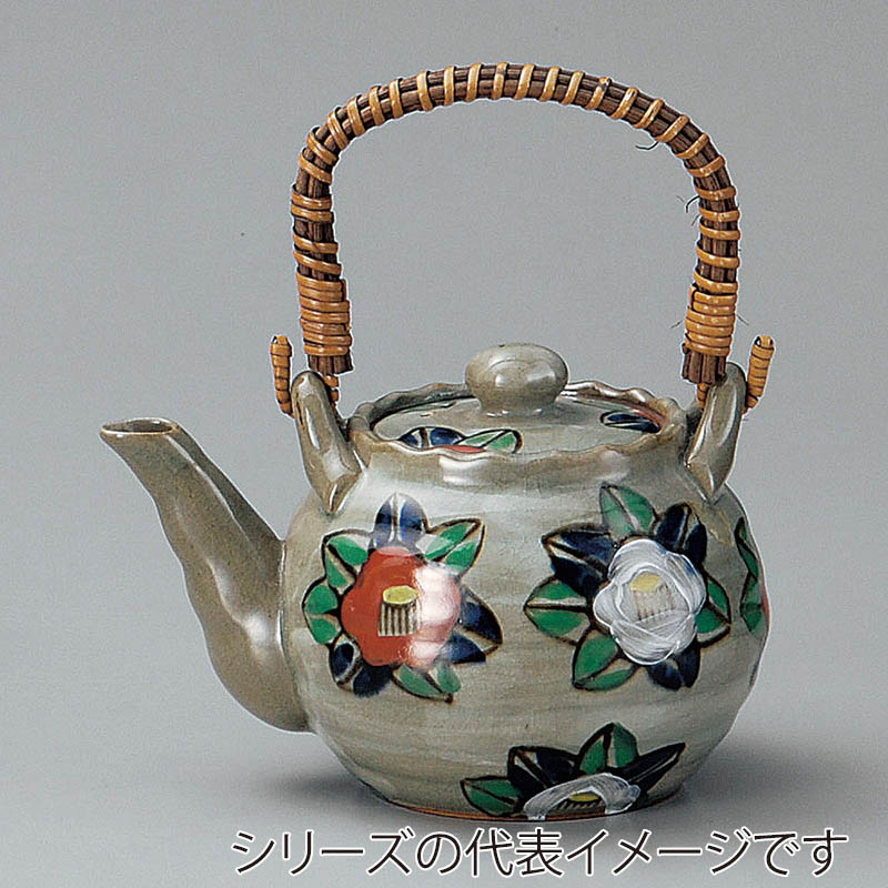 山万 45215-310 染錦椿土瓶2号 1個(ご注文単位1個)【直送品】