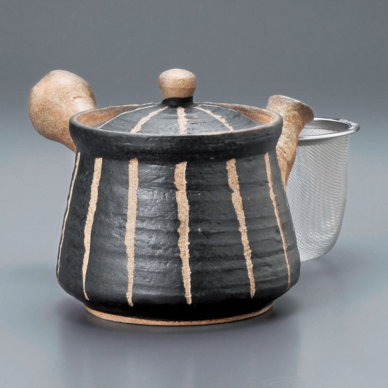 山万 45614-570 彫十草急須小(黒) 1個（ご注文単位1個）【直送品】