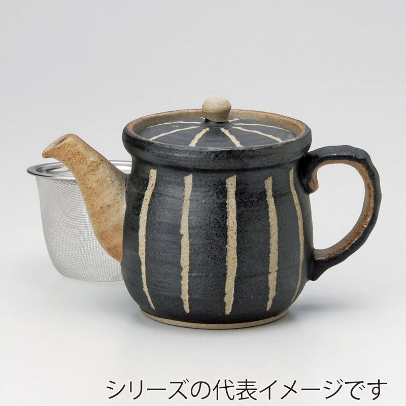 山万 46016-570 彫十草ポット大(黒) 1個（ご注文単位1個）【直送品】