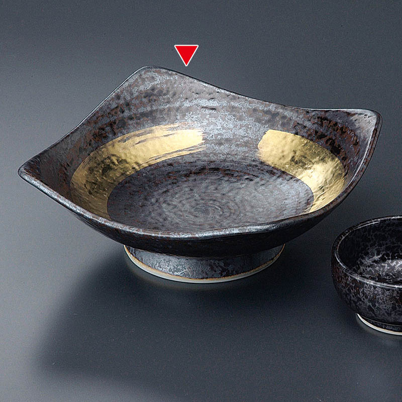 山万 46217-710 焼〆ヒワ釉金線向付(有田焼) 1個(ご注文単位1個)【直送品】