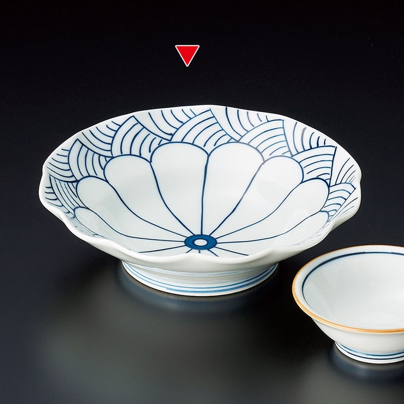 山万 46223-710 菊割青海波向付(有田焼) 1個(ご注文単位1個)【直送品】