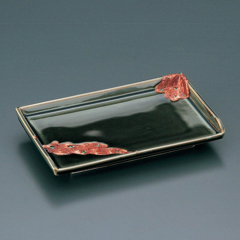 山万 46408-710 織部青磁朱明焼皿(有田焼) 1個(ご注文単位1個)【直送品】