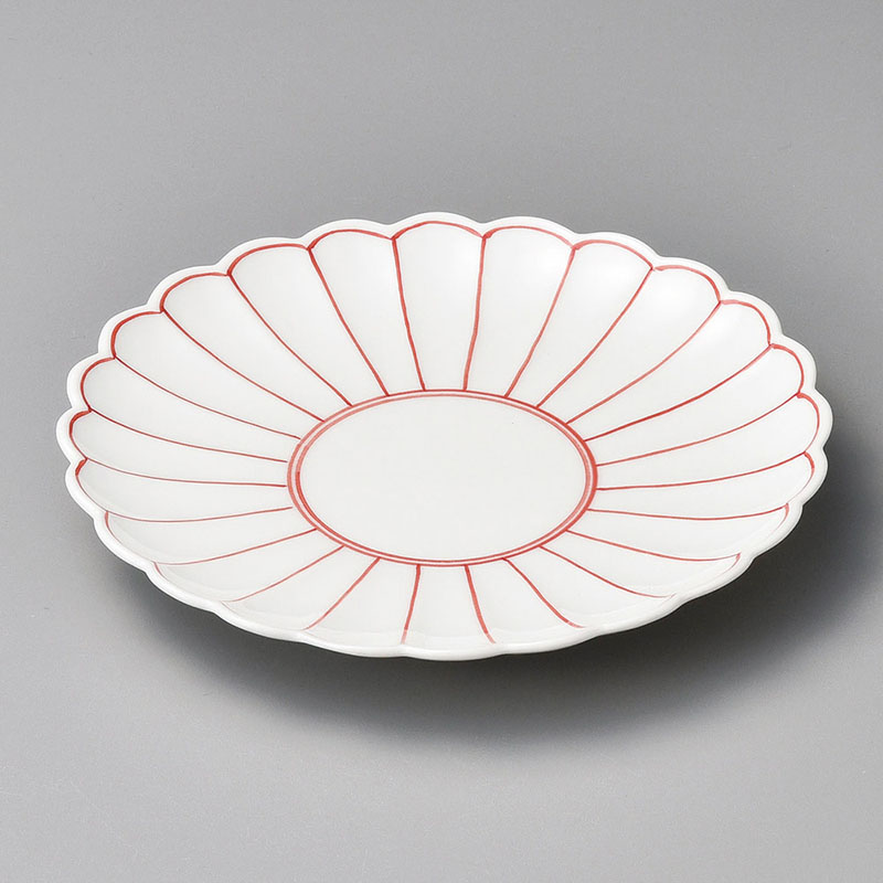 山万 46728-710 菊割赤線取皿(有田焼) 1個（ご注文単位1個）【直送品】