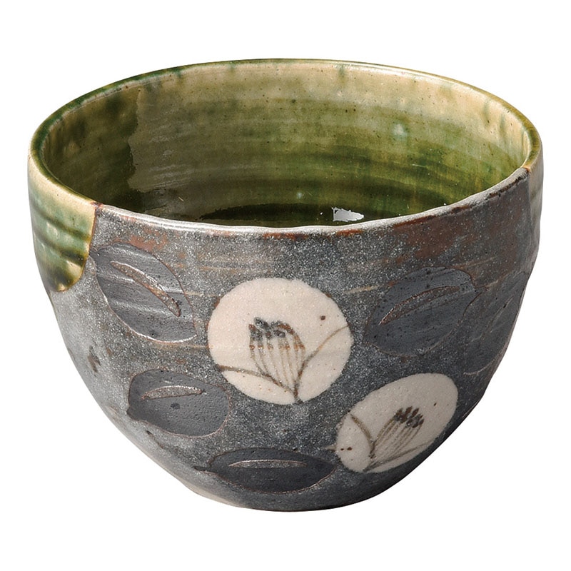 山万 47376-510 織部椿 たっぷり碗 1個(ご注文単位1個)【直送品】
