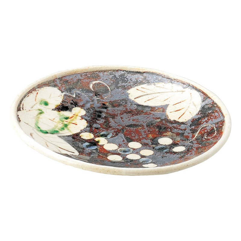 山万 47302-510 ねずみ志野ぶどう 7.0丸皿 1個（ご注文単位1個）【直送品】