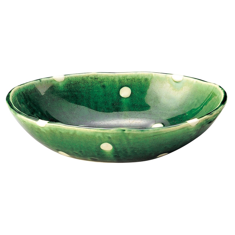 山万 47153-570 ドット 織部楕円中鉢 1個（ご注文単位1個）【直送品】
