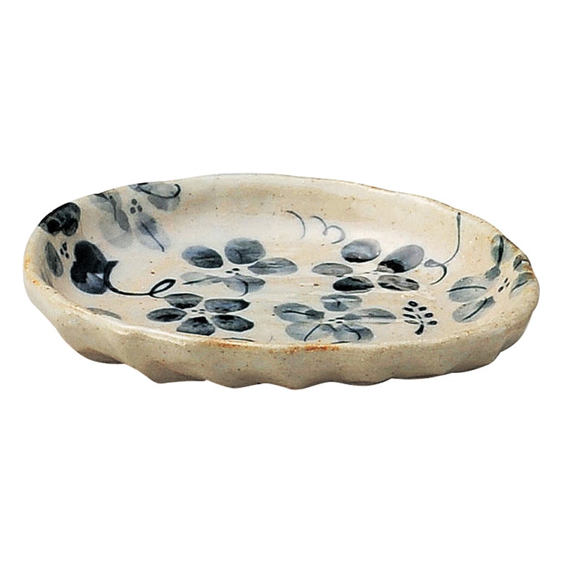 山万 47201-570 藍の花 変形小皿(青) 1個(ご注文単位1個)【直送品】