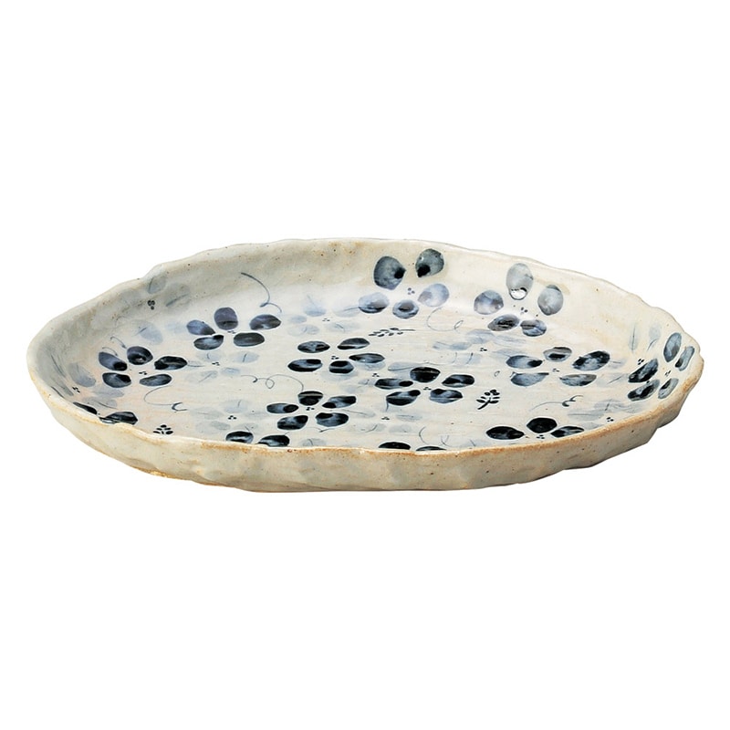 山万 47203-570 藍の花 変形大皿(青) 1個（ご注文単位1個）【直送品】