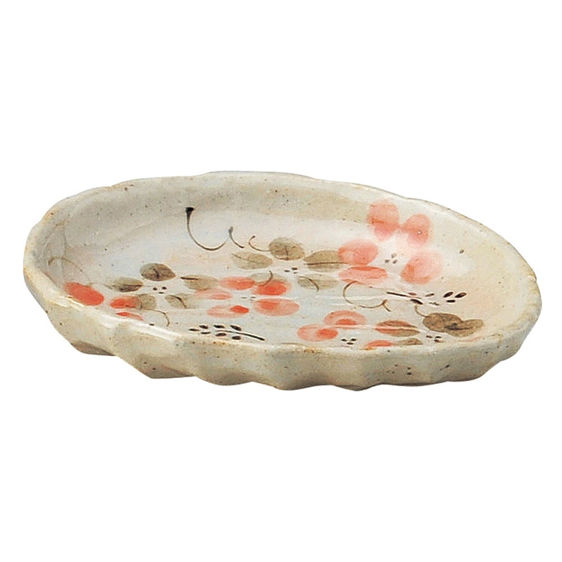 山万 47212-570 藍の花 変形小皿(赤) 1個(ご注文単位1個)【直送品】