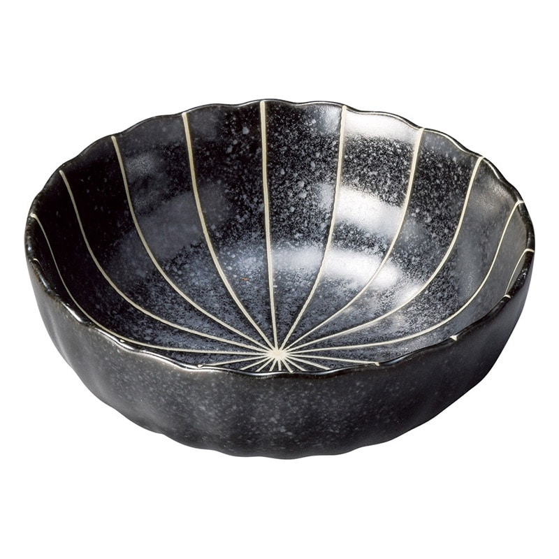 山万 50833-190 十草 (黒マット)菊型4.5鉢 1個（ご注文単位1個）【直送品】
