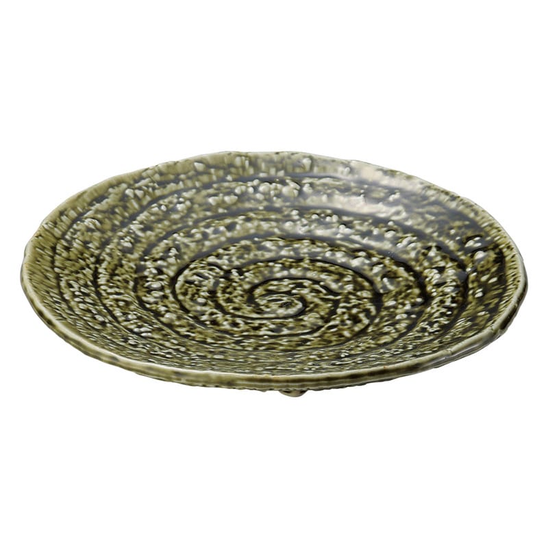 山万 49709-250 織部 四つ足7寸丸皿 1個(ご注文単位1個)【直送品】