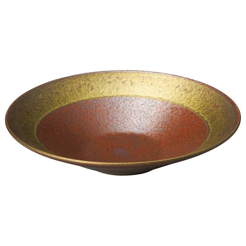 山万 56416-450 備前黒金溶彩7寸浅鉢 1個(ご注文単位1個)【直送品】