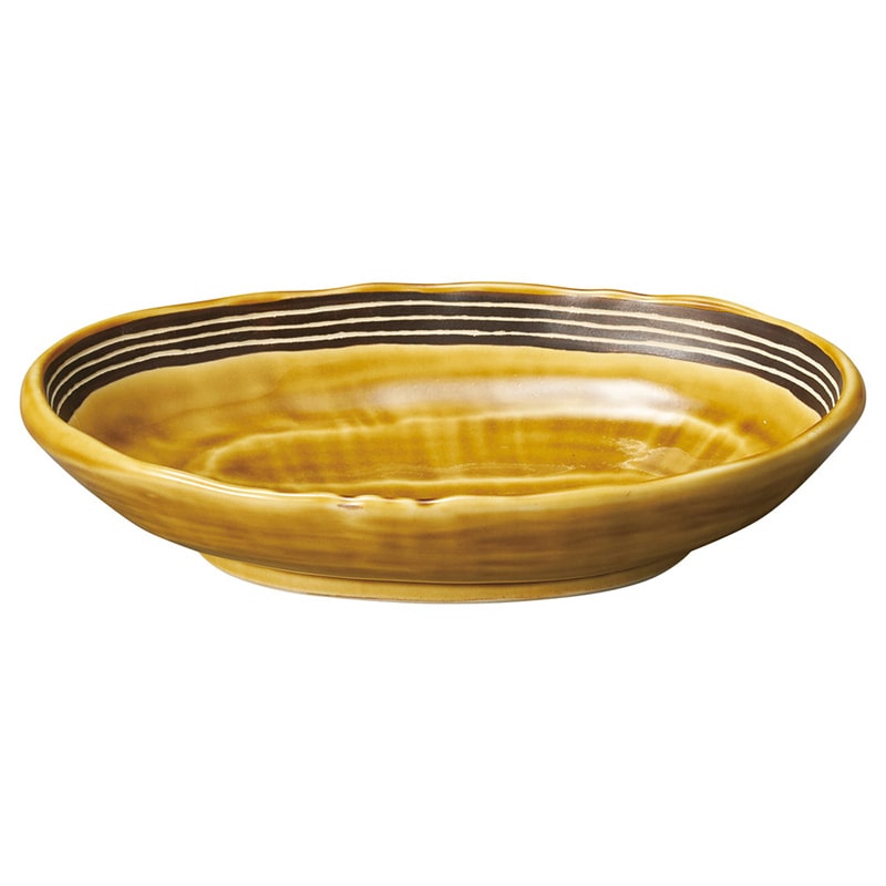 山万 55712-570 黄瀬戸ライン楕円6寸鉢 1個(ご注文単位1個)【直送品】