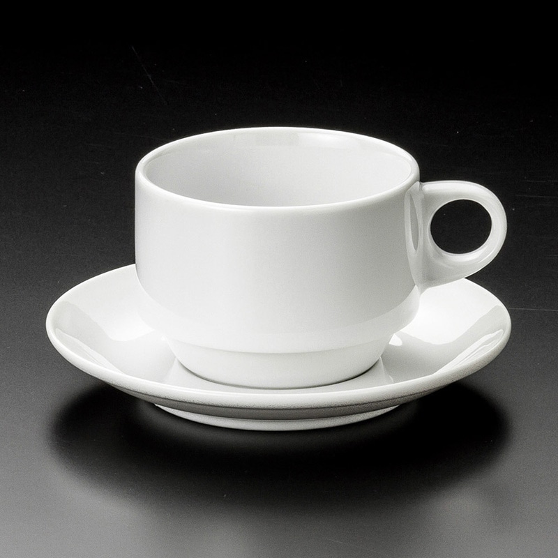 山万 65269-400 白スタックカプチーノ碗皿 1個（ご注文単位1個）【直送品】