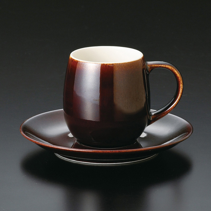 山万 65606-400 シュプレムこげ茶釉コーヒー碗皿 1個(ご注文単位1個)【直送品】