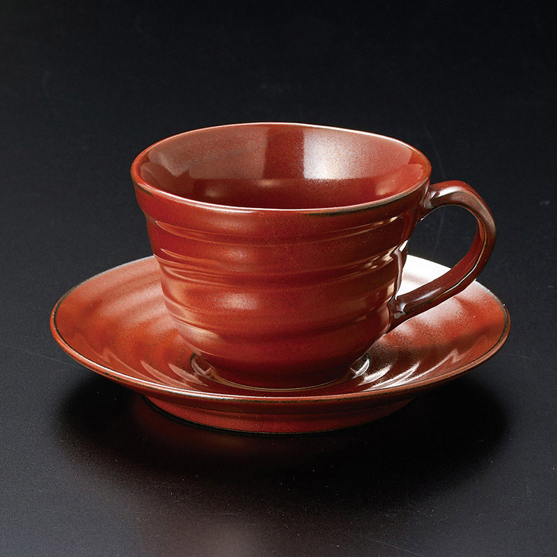 山万 65663-400 鉄赤コーヒー碗皿 1個(ご注文単位1個)【直送品】