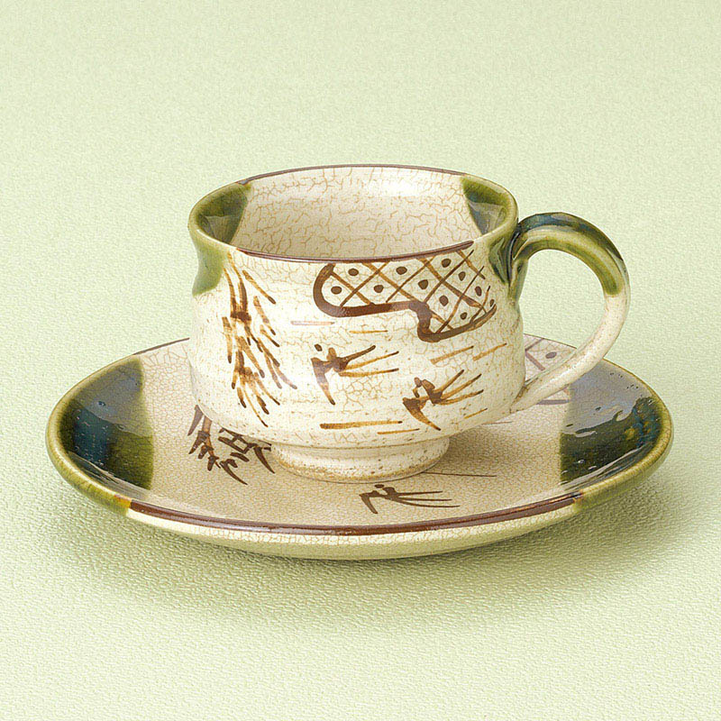 山万 66015-510 織部つばめコーヒー碗皿 1個(ご注文単位1個)【直送品】