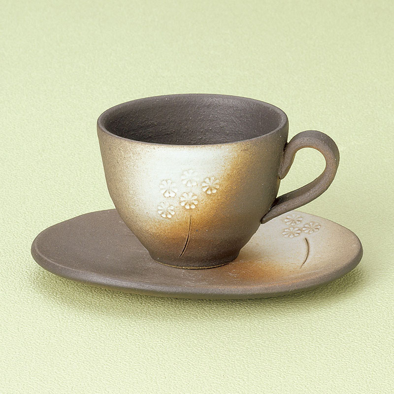 山万 66048-660 白ぼかし小花コーヒー碗皿 信楽 1個(ご注文単位1個)【直送品】